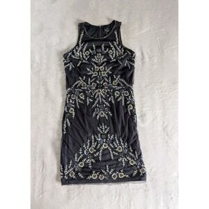 Adrianna Papell Gray Beaded Sleeveless Mini Dress Women's‎ Sz 4 HOCO Glam Event